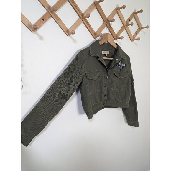 Philosophy Women's Army Green Butterfly Cropped Button Down Jacket - Size M - Picture 2 of 10